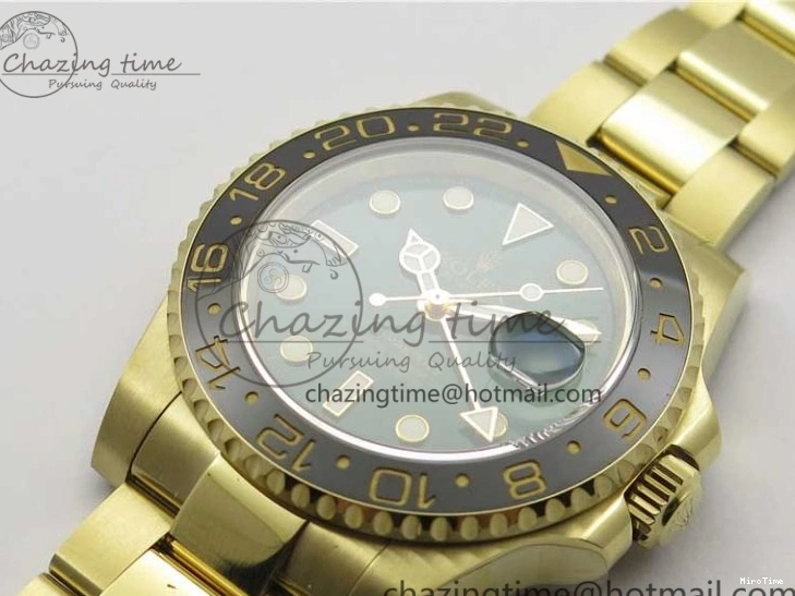 MiroTime 0202 TravelReady GMT Master II 116718 LN Black Ceramic 316L Steel GMF 1:1 Best Edition Green Dial on YG Bracelet A 2960